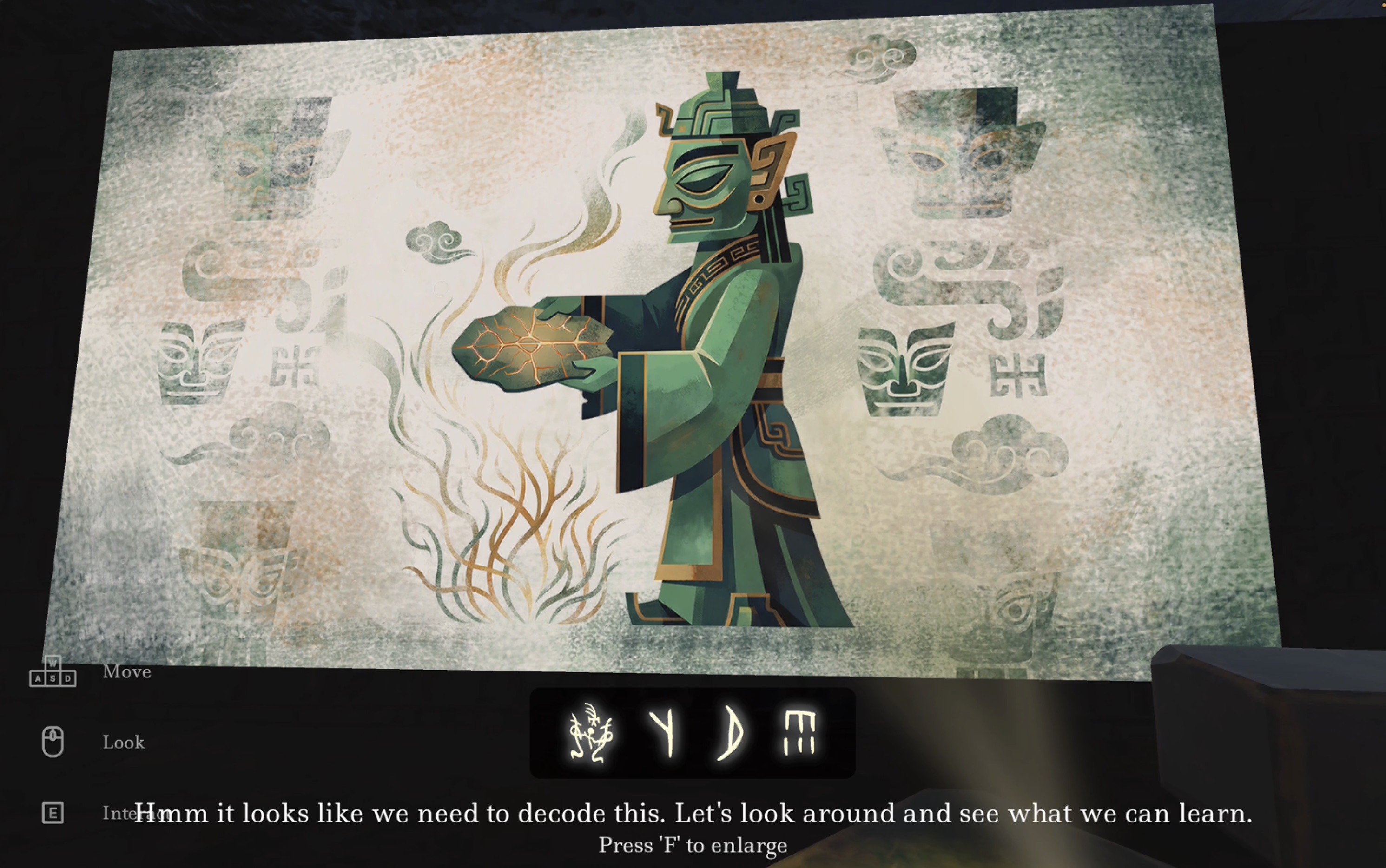 Divination mural and inscription